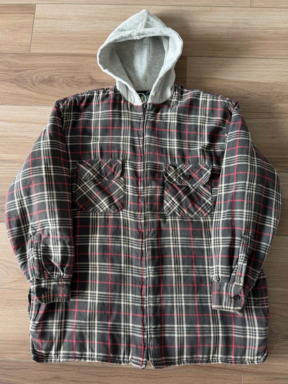 Vintage Ozark Trail Plaid Flannel Hooded Shirt Jacket